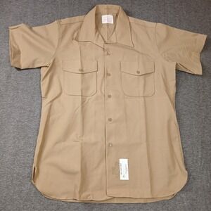 Great‎ Northern USMC Khaki Tan Short Sleeve Uniform Shirt Wool Blend Mens Large